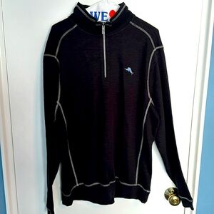 Tommy Bahama Quarter Zip Sweater Blue Logo Large